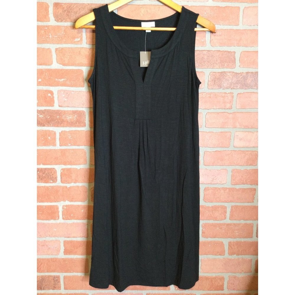 NWT J.Jill Women's a Line Knit Dress Sleeveless V Neck Pullover Black Small 9764